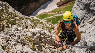 der Seekarlspitze Klettersteig verläuft an der Nordwand
