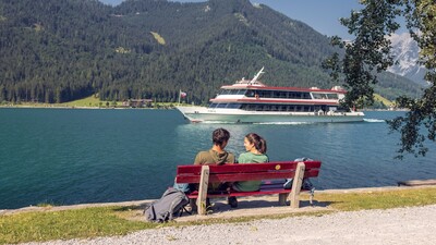 MS Tirol not far from the shipping pier Buchau in Maurach