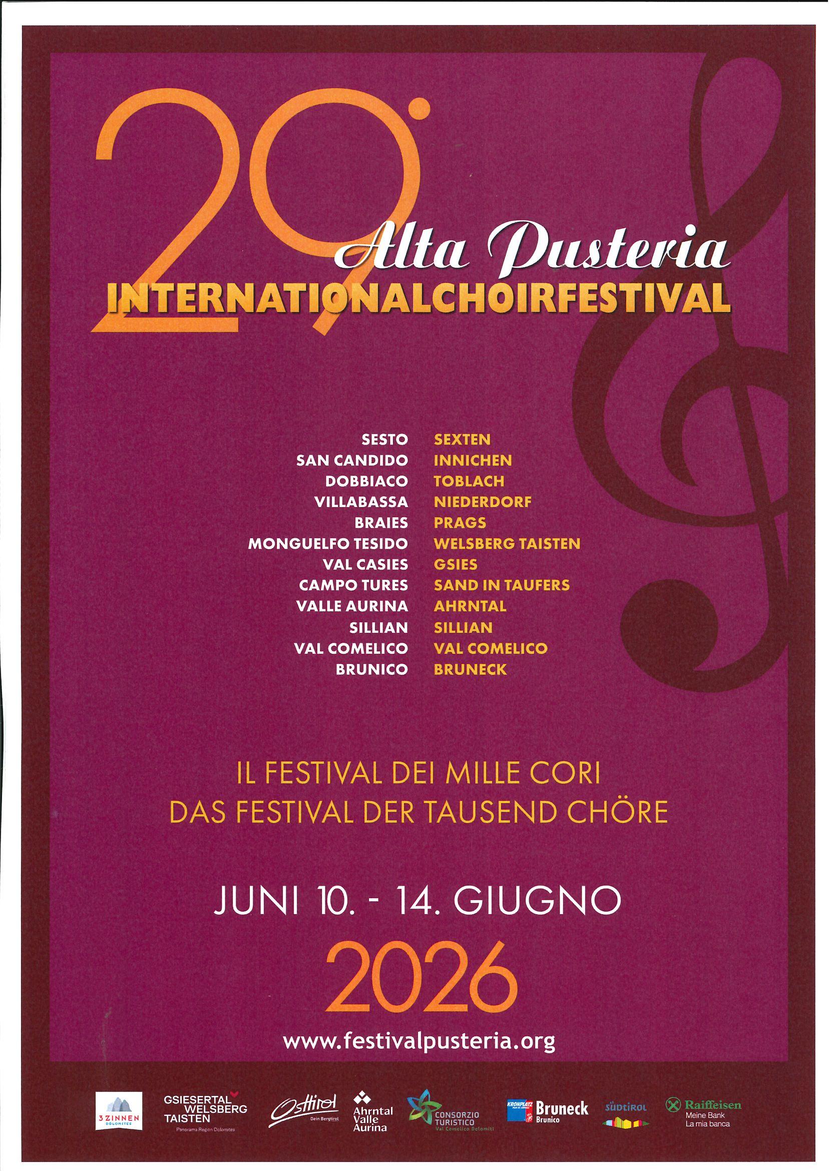 29. intern. Alta Pusteria Choirfestival 2026