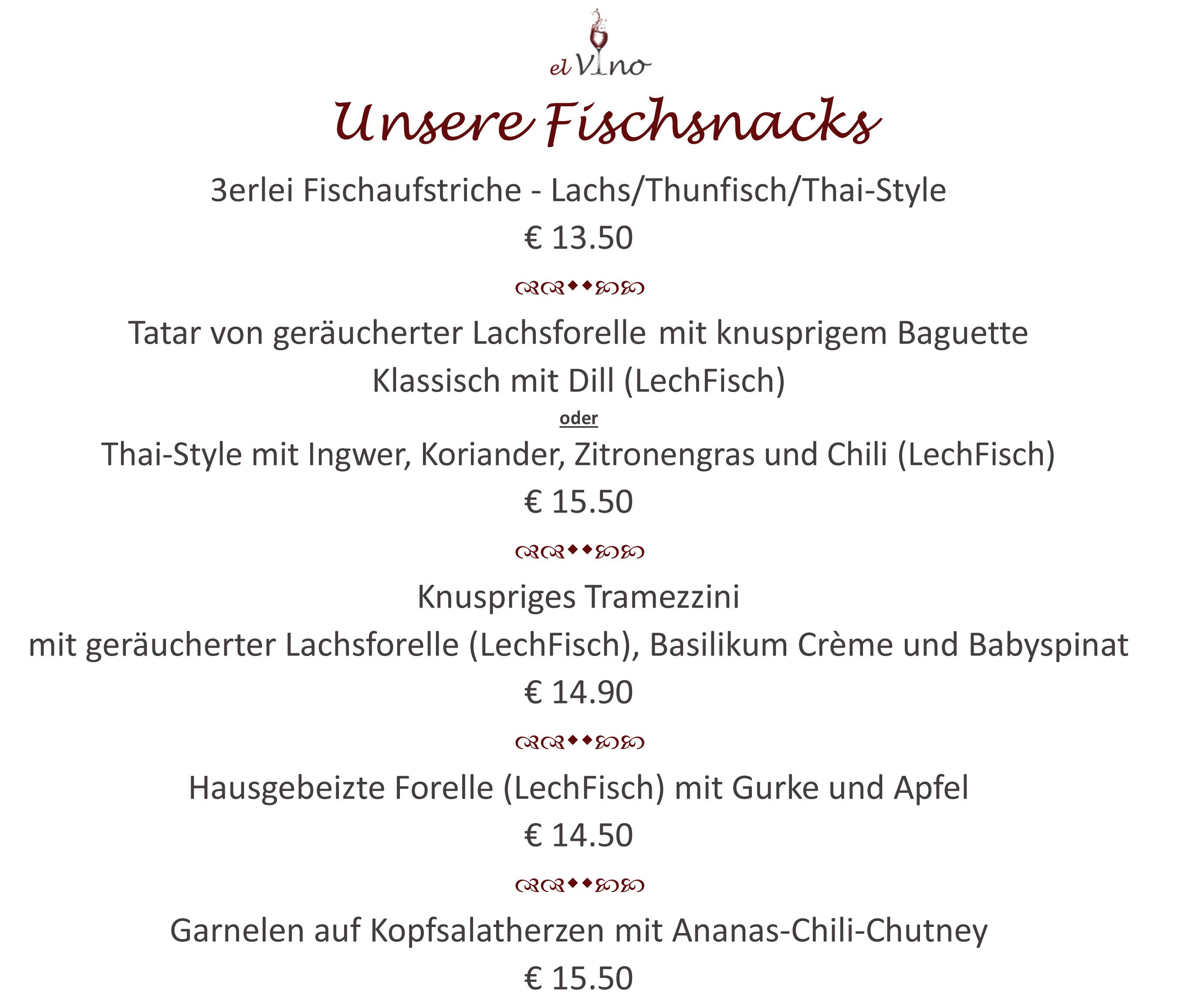 Fischsnacks im El Vino