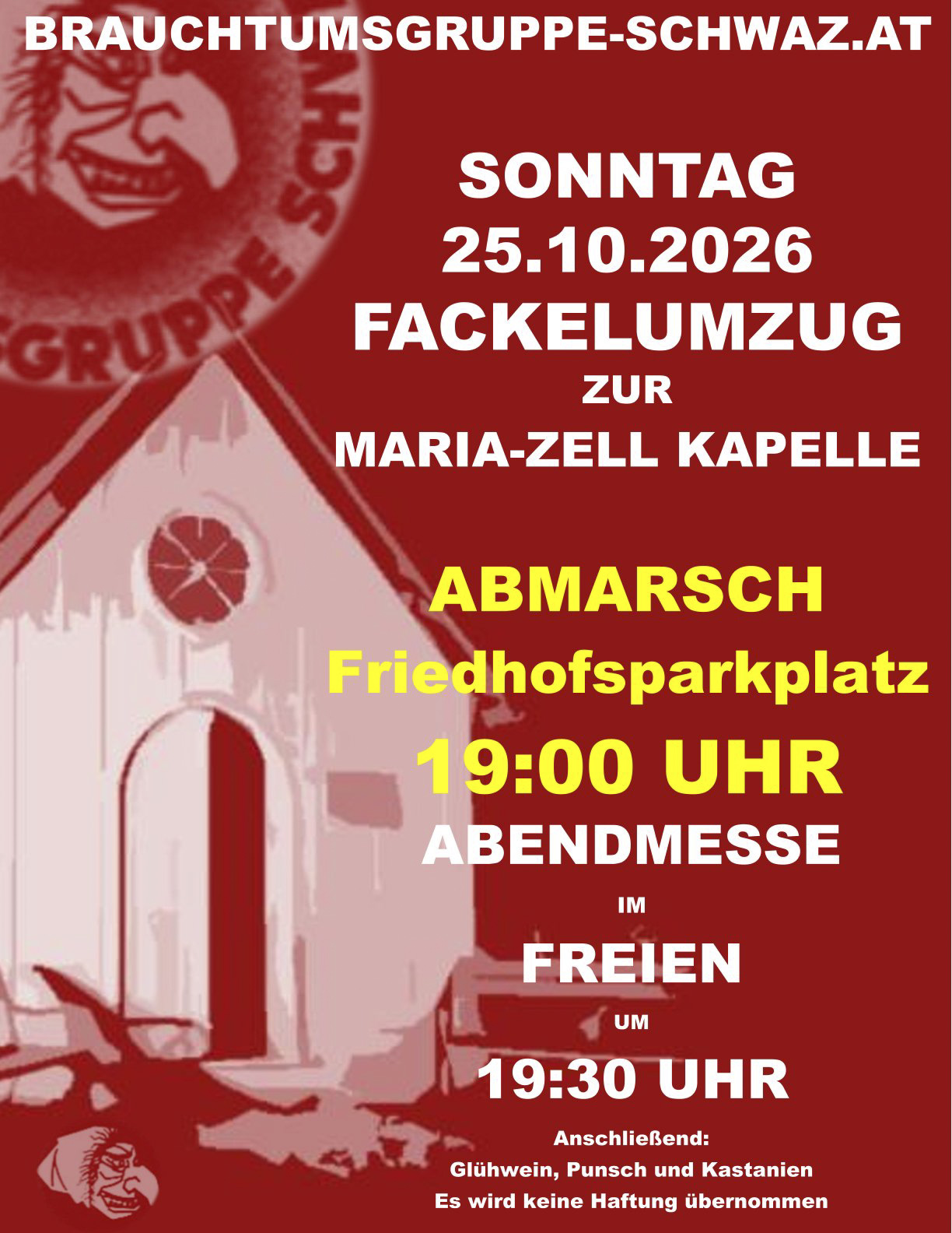 Laternen- und Fackelumzug zur Maria-Zell Kapelle