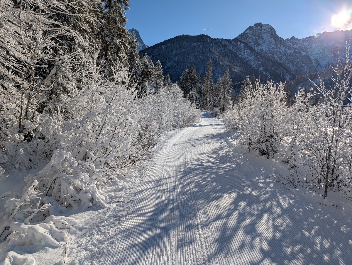 Freshly prepared toboggan run Hinterriss