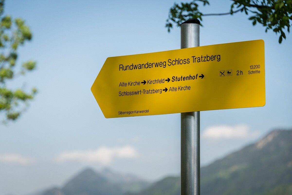 Wegweiser Rundweg Schloss Tratzberg