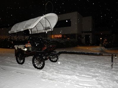 Carriage ride by snowfall