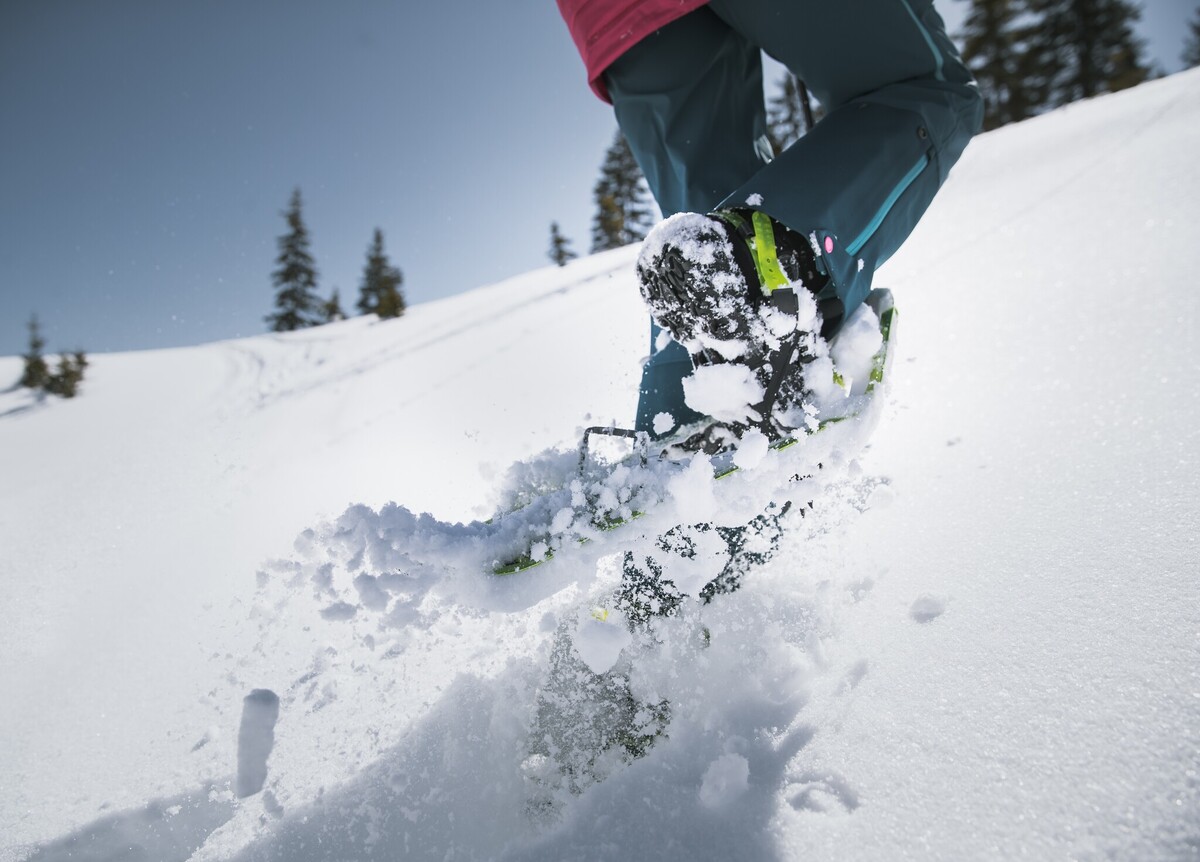 Through deep snow with snowshoes