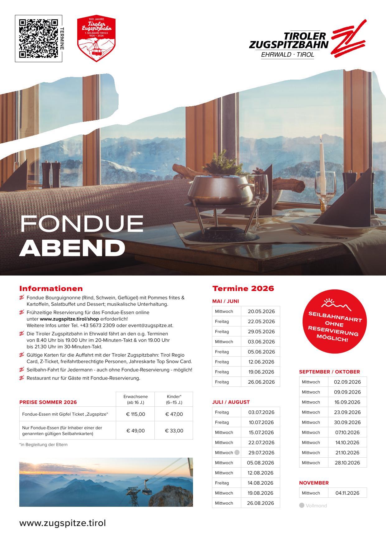 Fondue-Abend Zugspitze