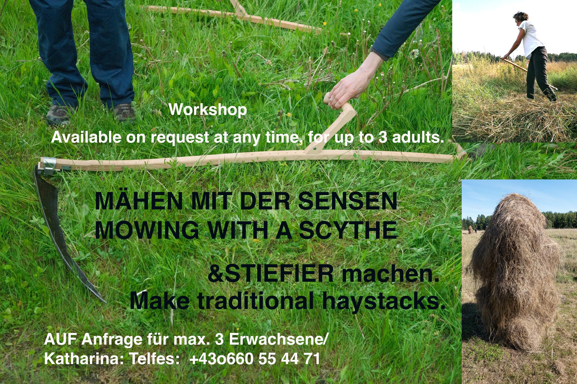 Mähen mit der Sense und Stiefler machen