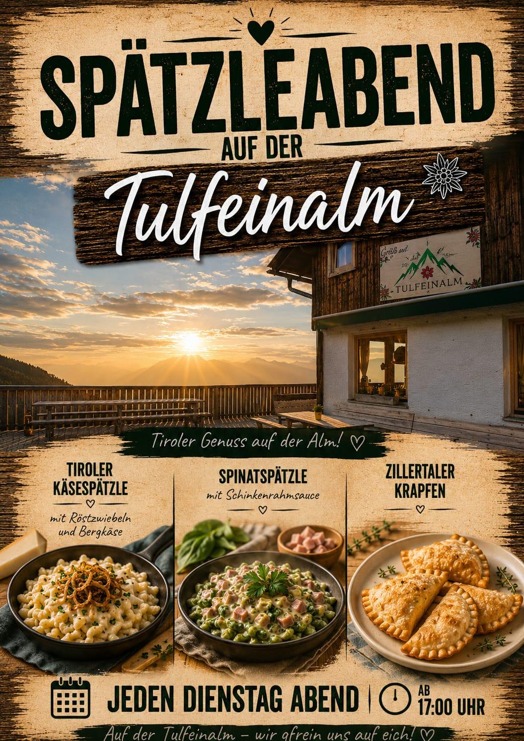 Spätzleabend auf der Tulfein Alm