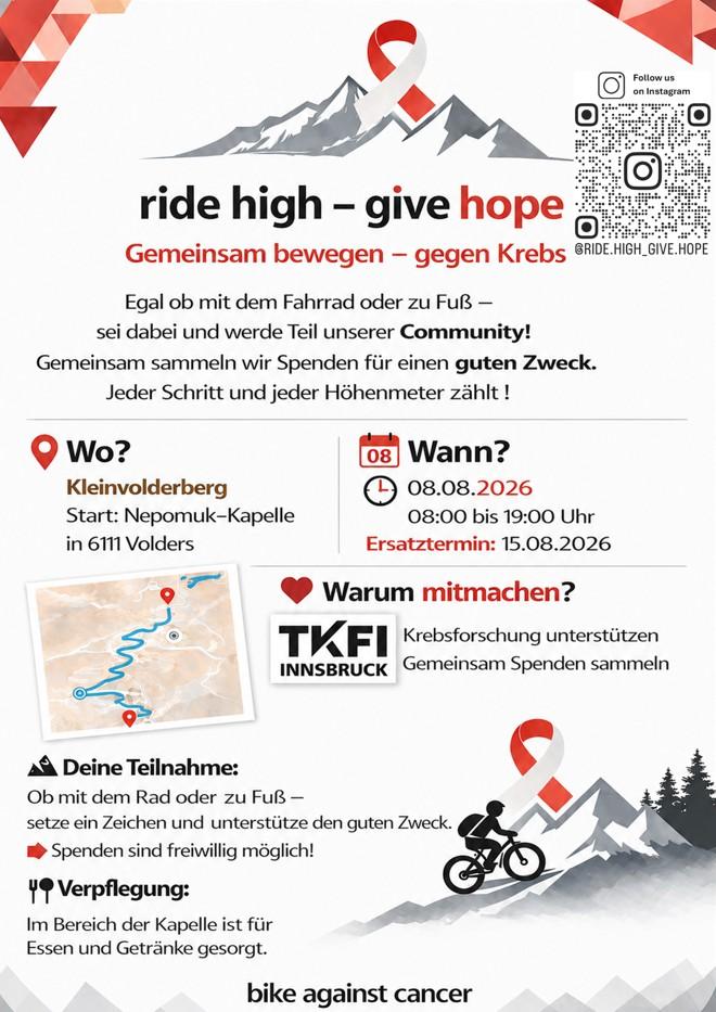 ride high – give hope | Gemeinsam bewegen gegen Krebs
